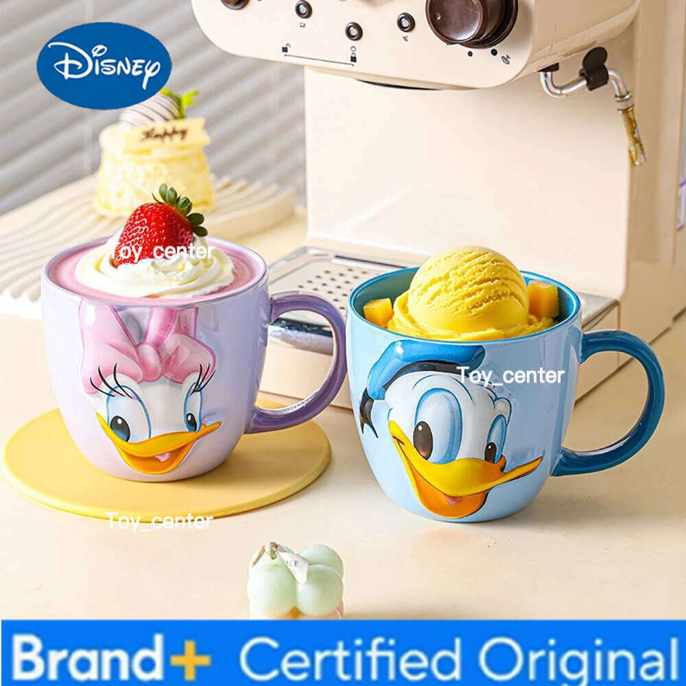 Disney Cute Mickey Mouse Donald Duck Ceramic Mugs Cartoon Relief Household Handgrip Drinkware Children Milk Juice Mug Cups H260205