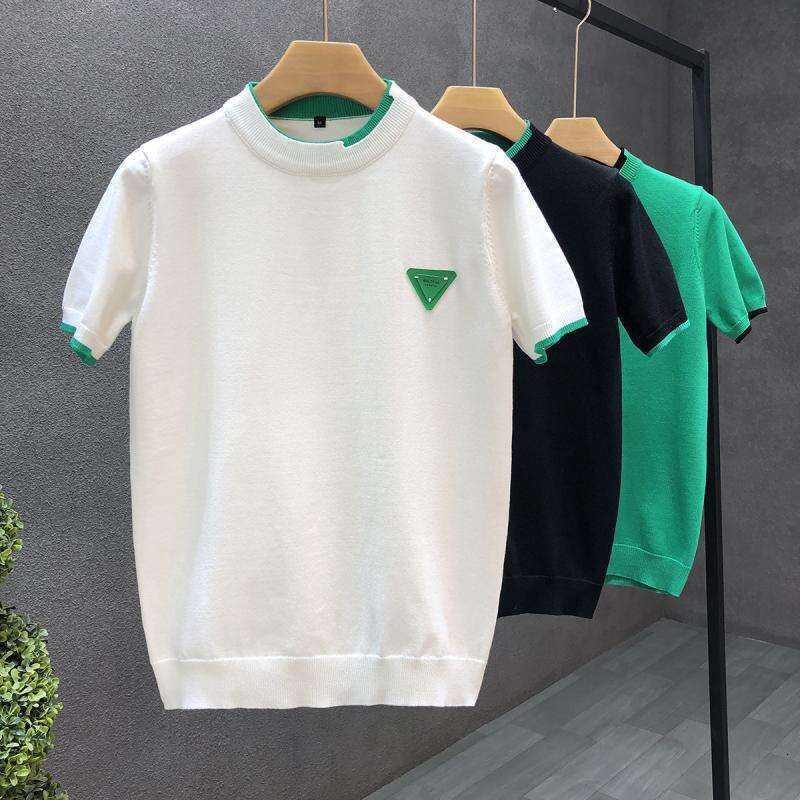 White Knitted Short Sweater For Men, Stylish And Warm Inner Layer Half Sleeve T-Shirt, Men's Base Shirt Luanyun