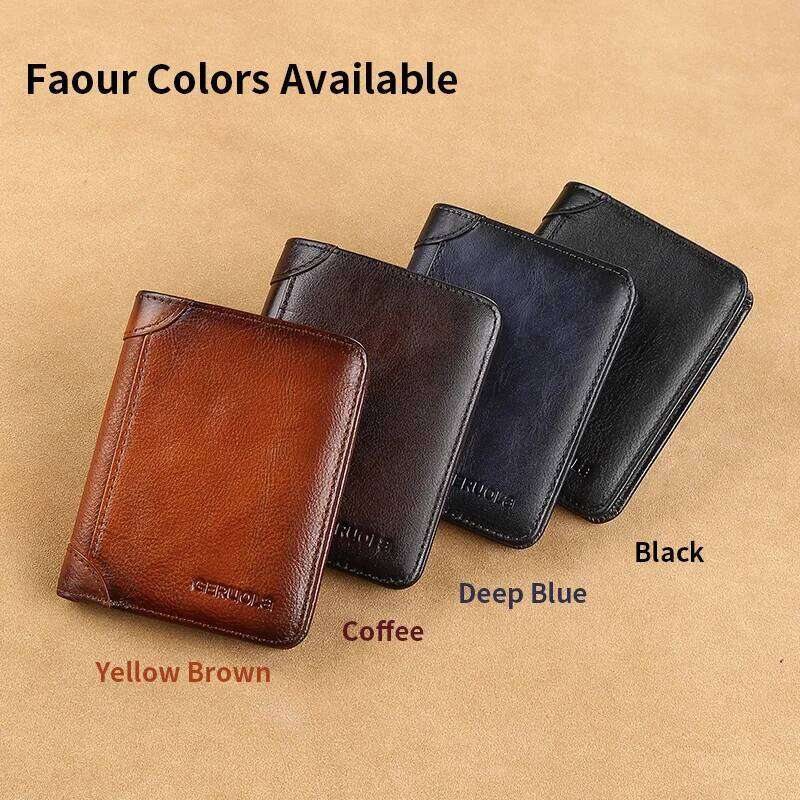 GERUOLA Slim RFID Shielded Genuine Leather Wallet for Men-Multifunctional ID & Holder Dark Brown with Embellishments Z260205
