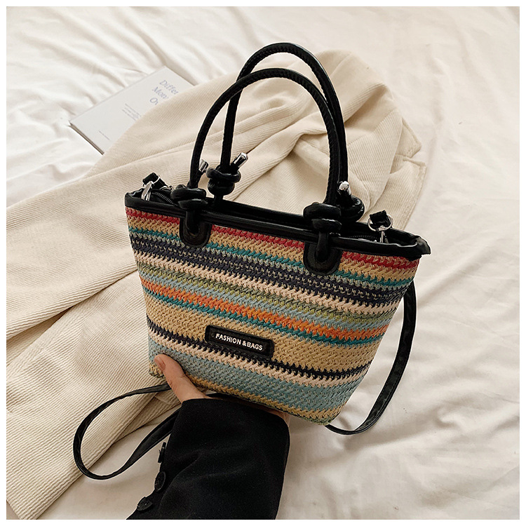 2026 New Summer Beach Bag Boho Woven Rattan Handbag for Women, Lazy Style Crossbody Shoulder Bag & Small Bucket Tote
