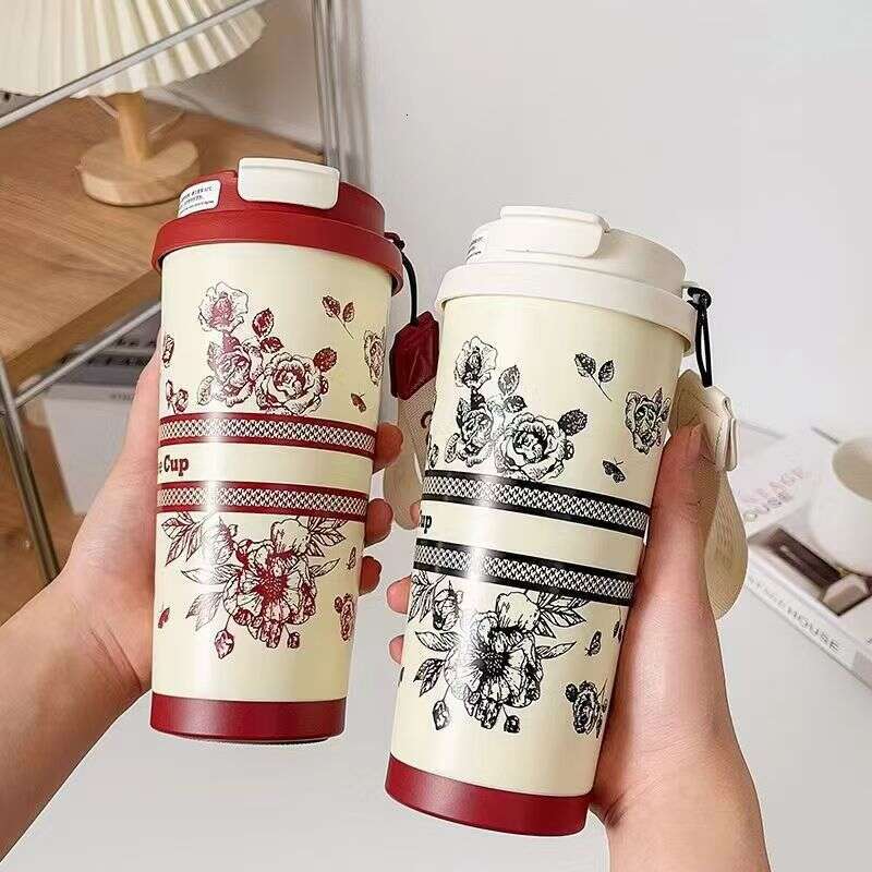 Outdoor Water Bottles Thermos Cups Mugs Drinking Utensils Portable Double Wall Vacuum Stainless Steel Travel Mug with Handle Luxury Insulated Tumbler 