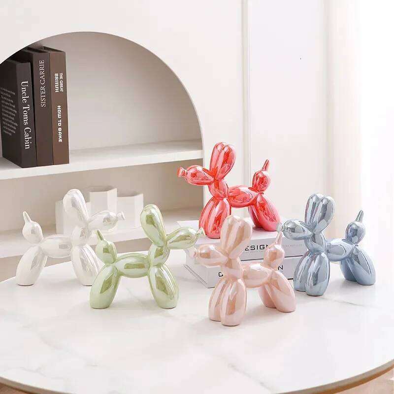 21cm Big Size Ceramic Balloon Dog Abstract Ornament Creative Sculpture Study Room Statue Home Office Accessories Decoration S260204