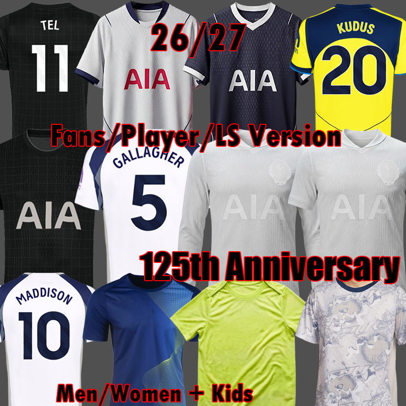 Tottenham Jersey 25 26 27 Soccer Jerseys RICHARLISON KULUSEVSKI GALLAGHER COYS 2026 2027 1901 FA cup 125th Anniversary TOT Football shirts tottenham Men kids Tops