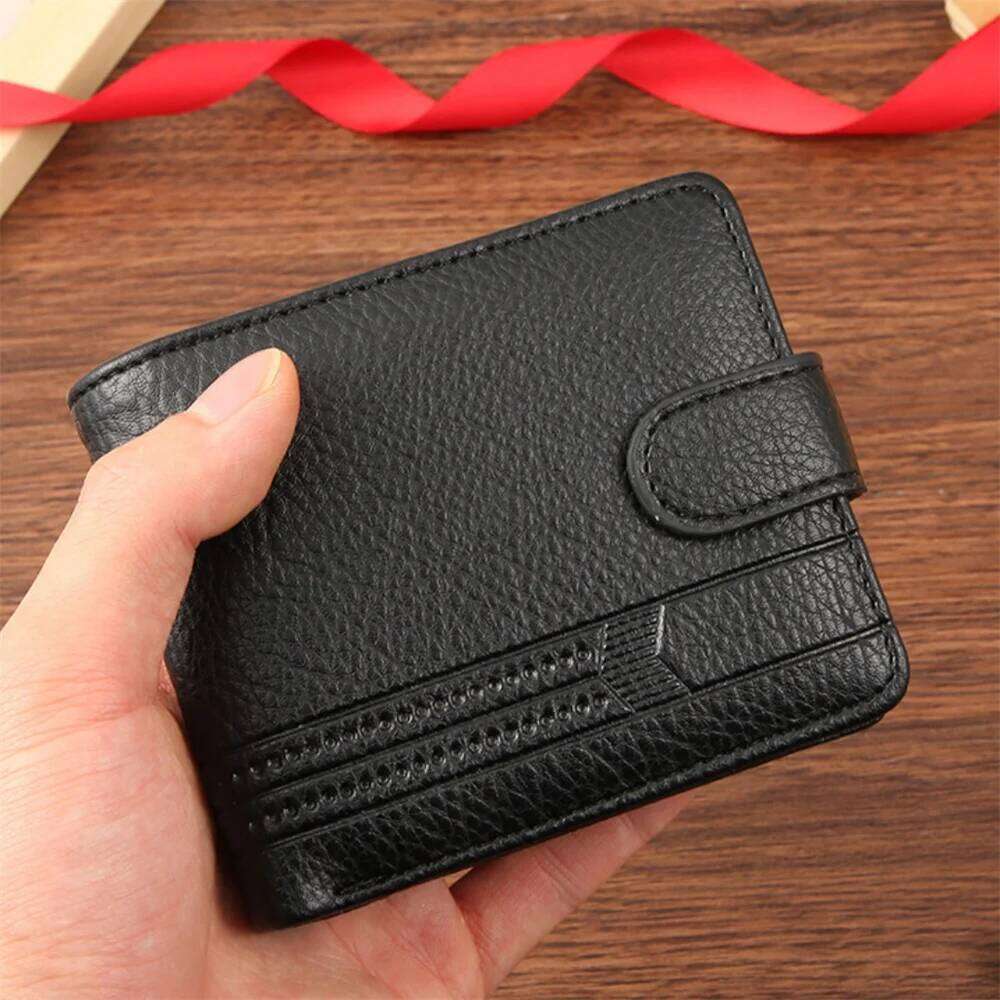 New Men Short Bifold PU Leather Male Hasp Credit ID Card Holder Wallet Billfold Purse Clutch Men's Purses Money Bag Z260205