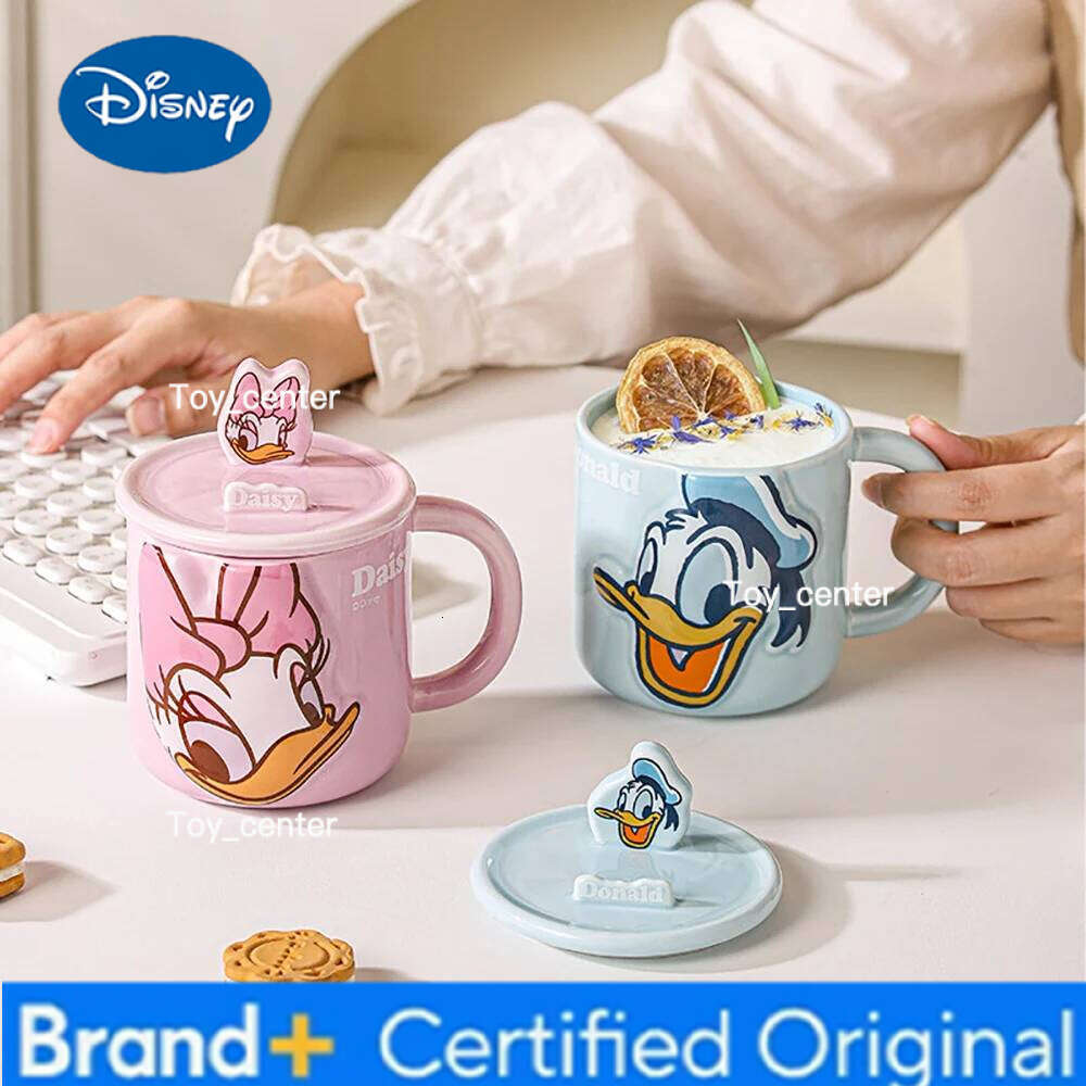 Disney Cartoon Ceramic Mugs with Lid Creative Porcelain Handgrip Household Drinkware Breakfast Milk Coffee Juice Mug Cups H260205