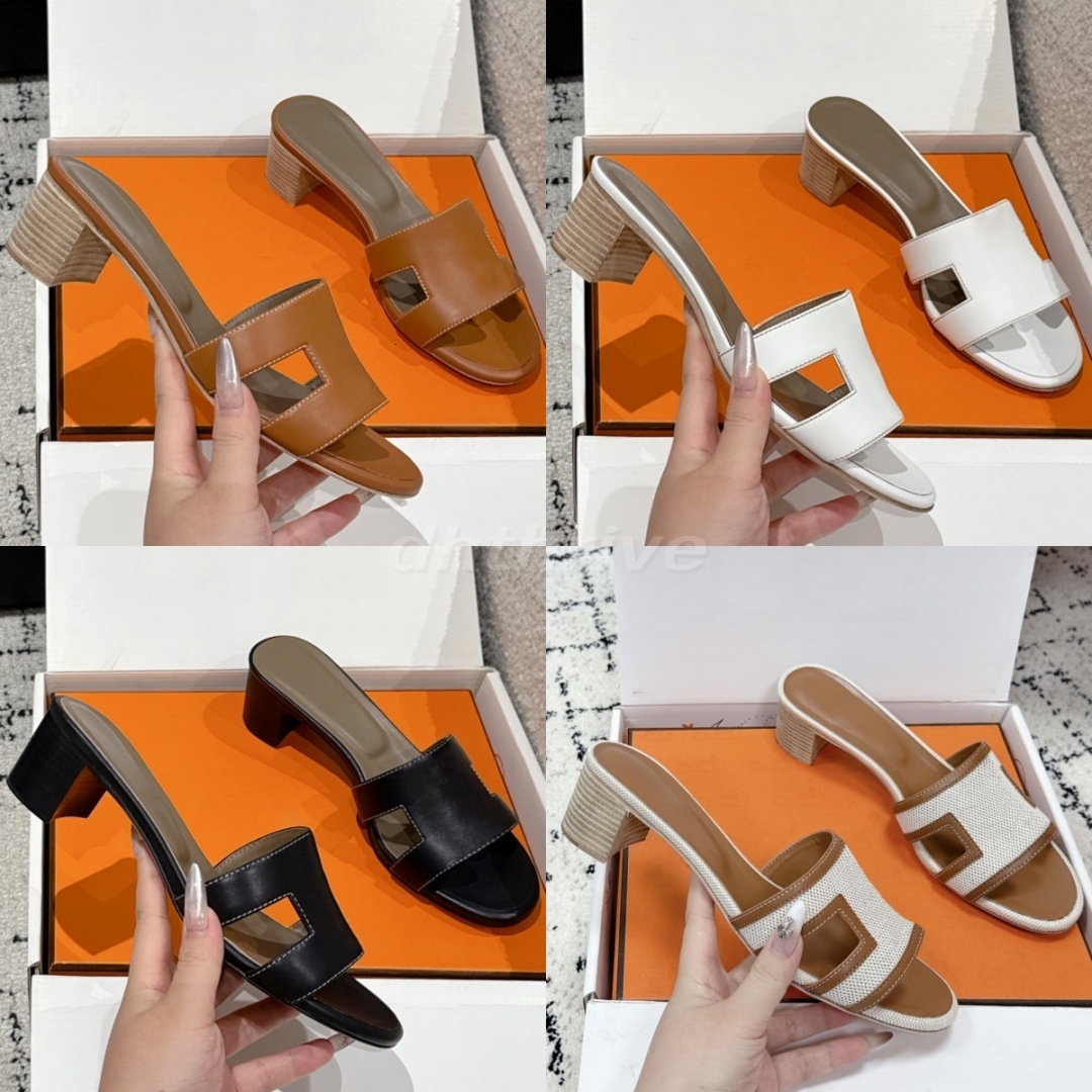 Brand oran Sandals Designer Women Shoes Real Leather Slipper Sandal High Heel Classic Flat Slides Beach Low Heel Slipper Summer Slippers Eur35-42
