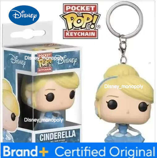 Disney FUNKO Pop Keychain Cartoon Princess Doll Belle Ariel Cinderella Jasmine PVC Action Figure Collection Model Toys Gift H2602051