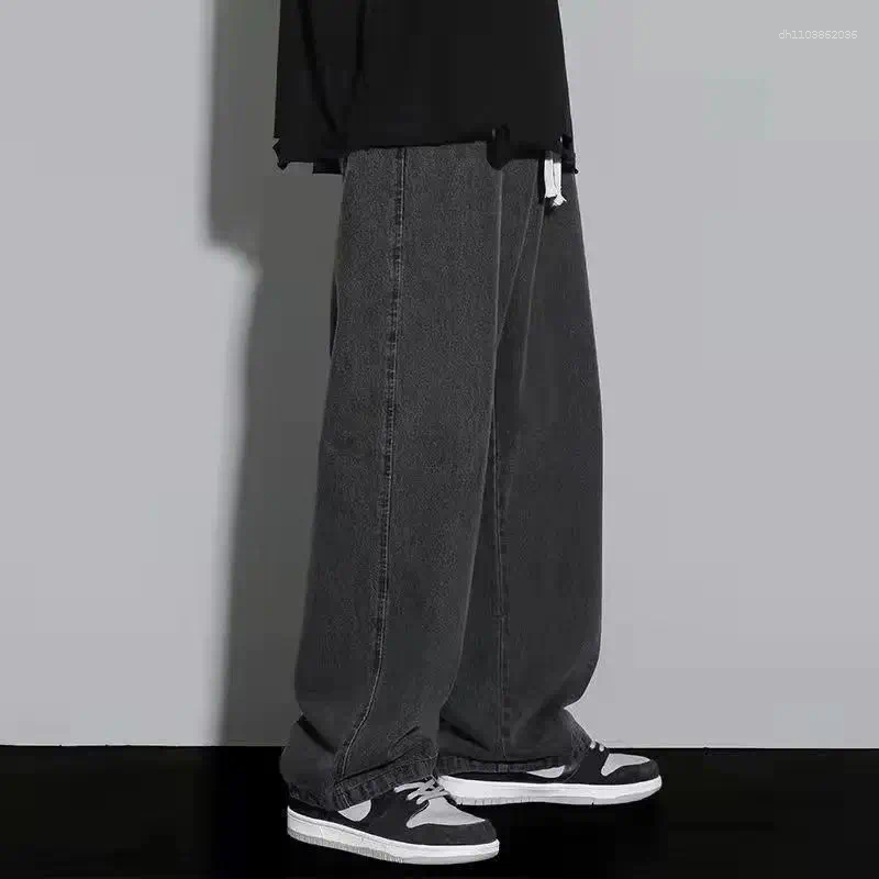 Men's Jeans 2026 Korean Version Student Casual Pants High Street Straight Loose Wide Leg Black Grey Blue Baggy