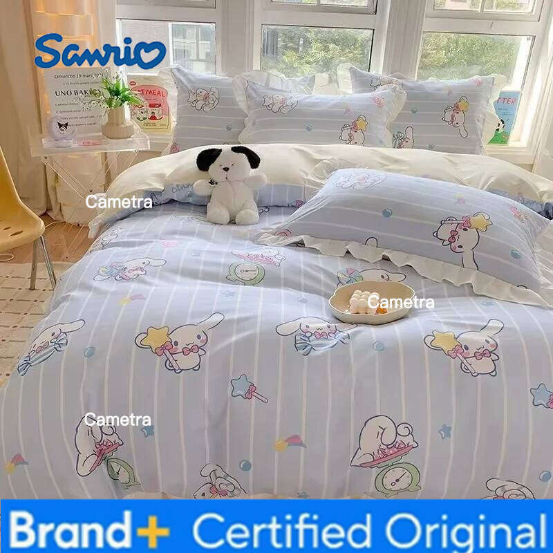 Sanrio Kids Bedding Set Kuromi Cinnamoroll Mymelody Duvet Cover Bed Sheet Pillowcase Bedsheet Double Single King Queen Twin Size H2602051