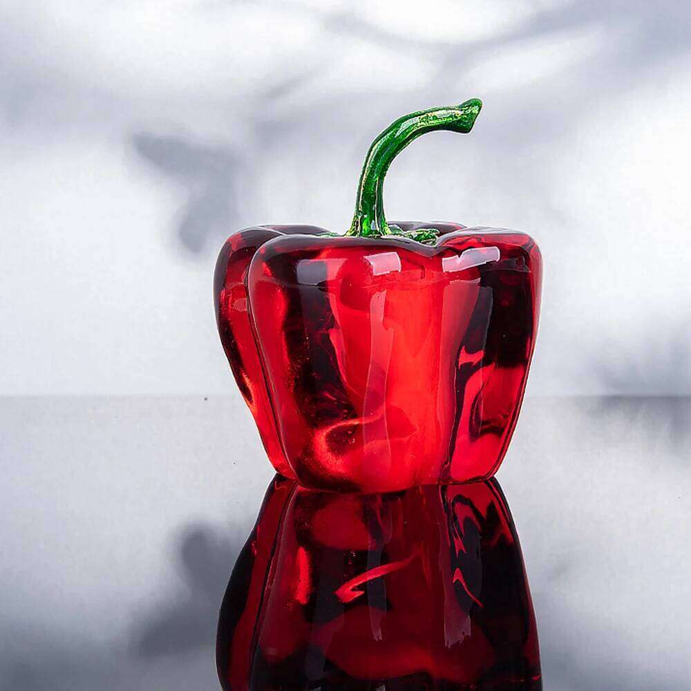 Color Crystal Chili Figurine Collectible Paperweight Glass Pepper Vegetable Ornament Table Office Home Decor Gift S260204