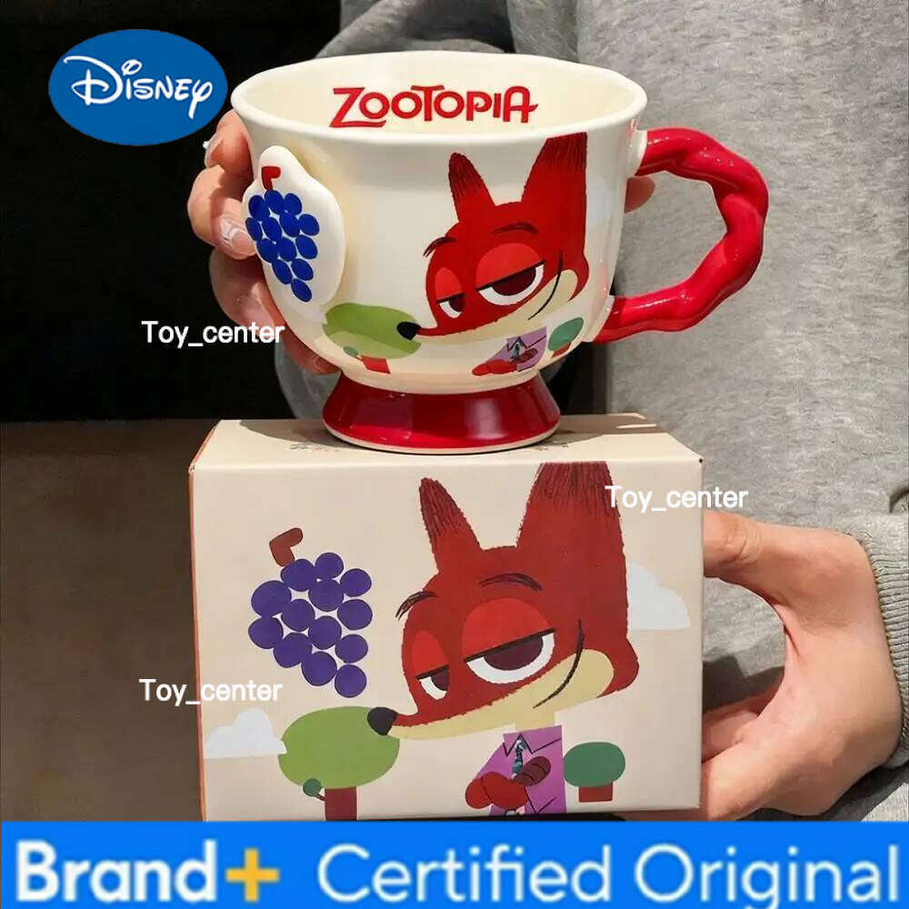 Disney anime Zootopia Nick and Judy 380ml ceramic mug decoration kawaii Household milk Surrounding couple water cup birthday gift H260205