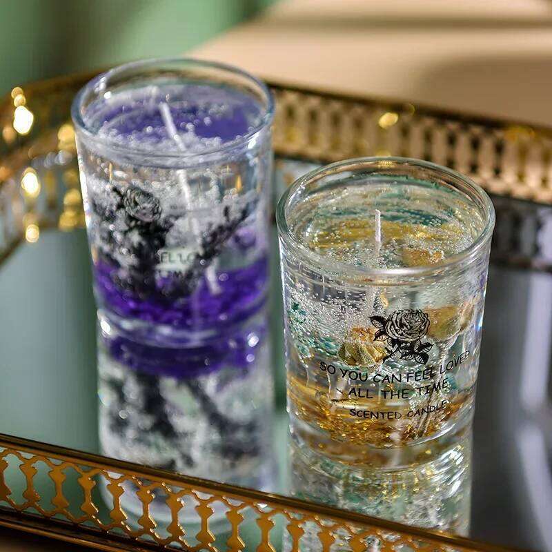 Glass Cup Real Floral Fragrance Scented Candles Home Creative Candle Jars Decorations m H260205