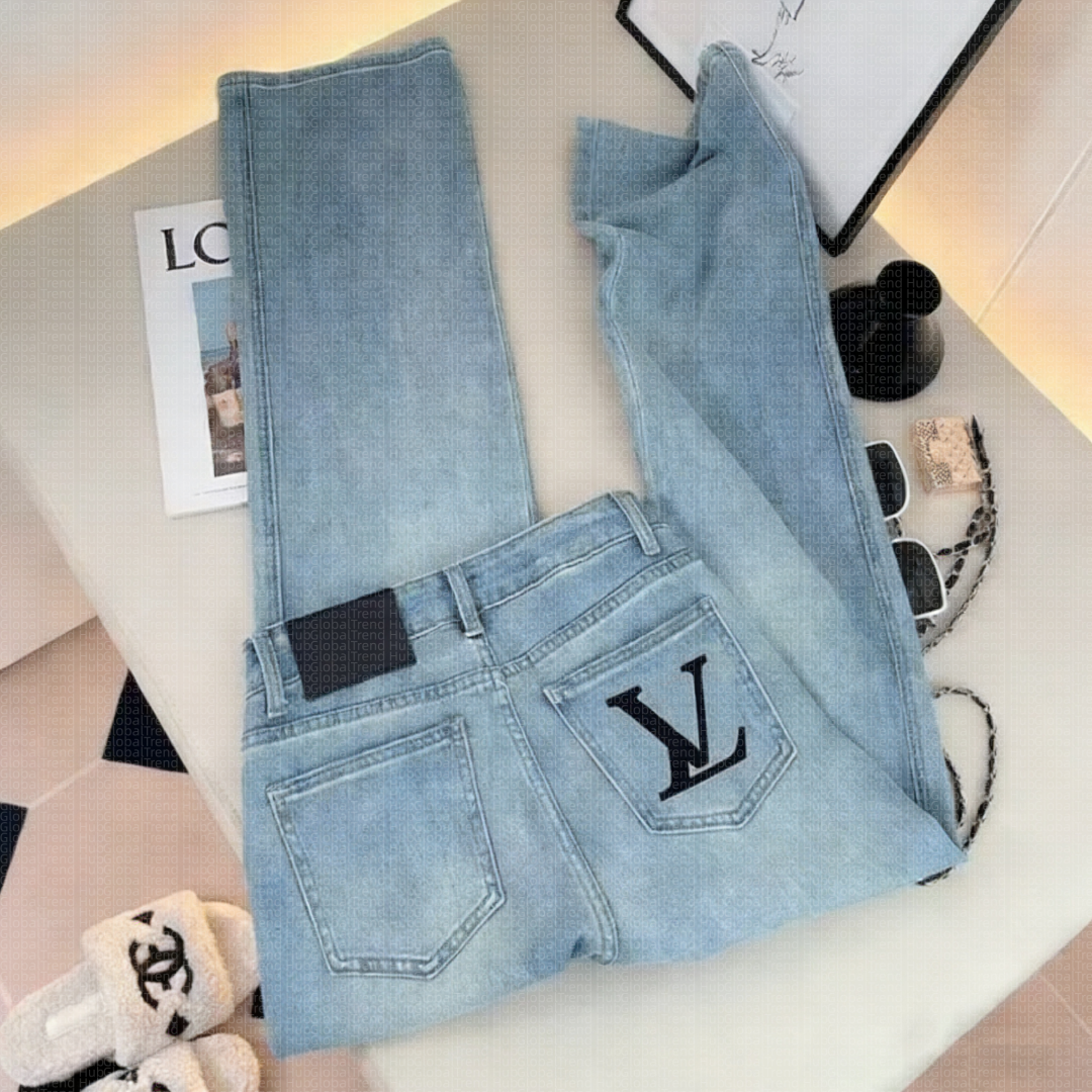 2026 Blue Women Jeans Streetwear Vintage Fashion High Waisted Wide Leg Jean Female Trouser Letter Hip Hop Baggy Denim Pants Women's Jeans S--2XL