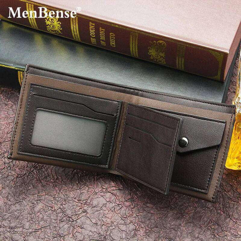 NEW Men's PU Leather Business Card Holder Premium Short Real Cowhide Wallets for Man Luxury Money Bag Coin Purse Clutch Z260205