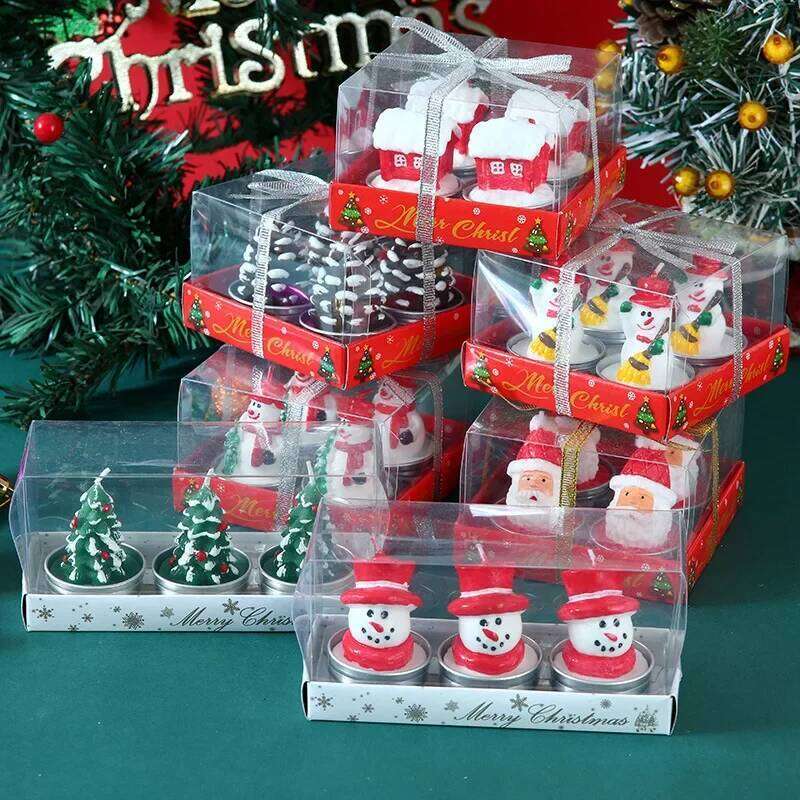 Candle Set Old Man Tree Snowman Christmas Eve Romantic Ornament Candlelight Dinner Home Decoration Small Candles S260204