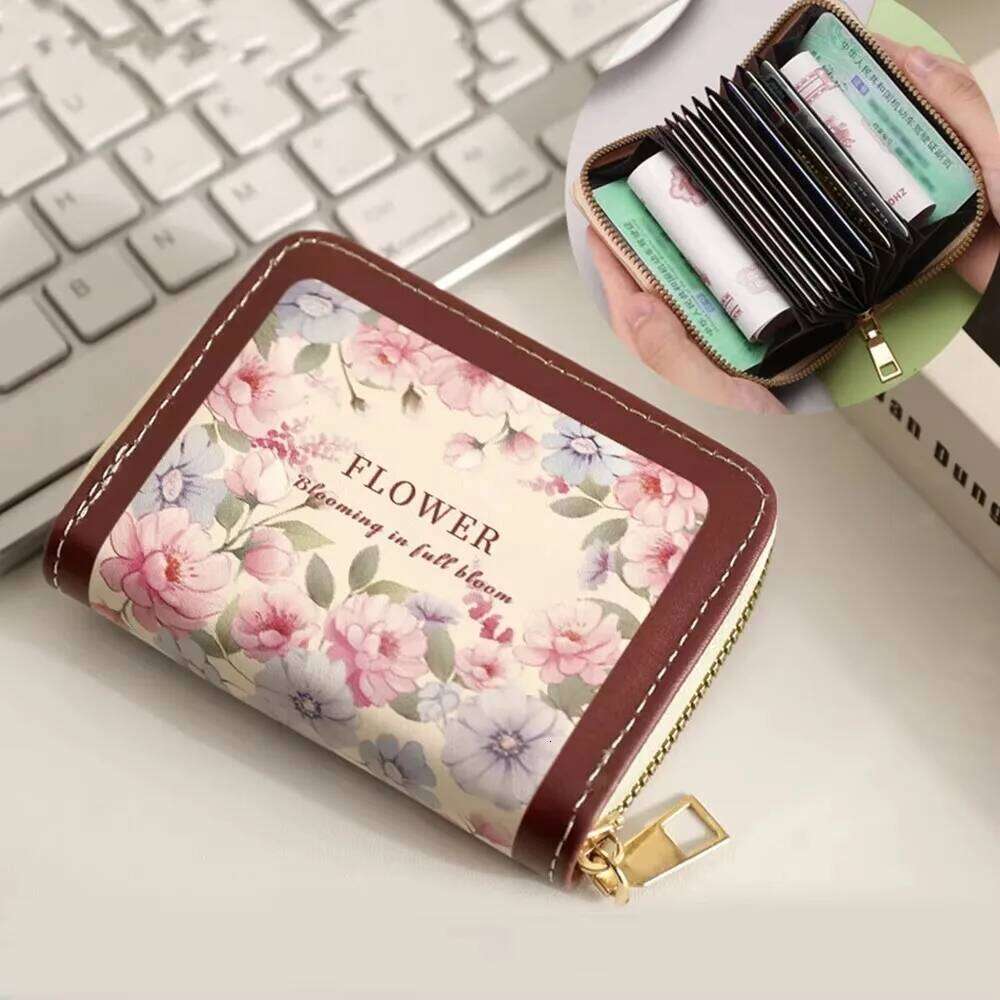 Creative 9/18 Slots Women Wallet Floral Large Capacity Gift Pouch Multipurpose PU Leather ID Card Case Z260205