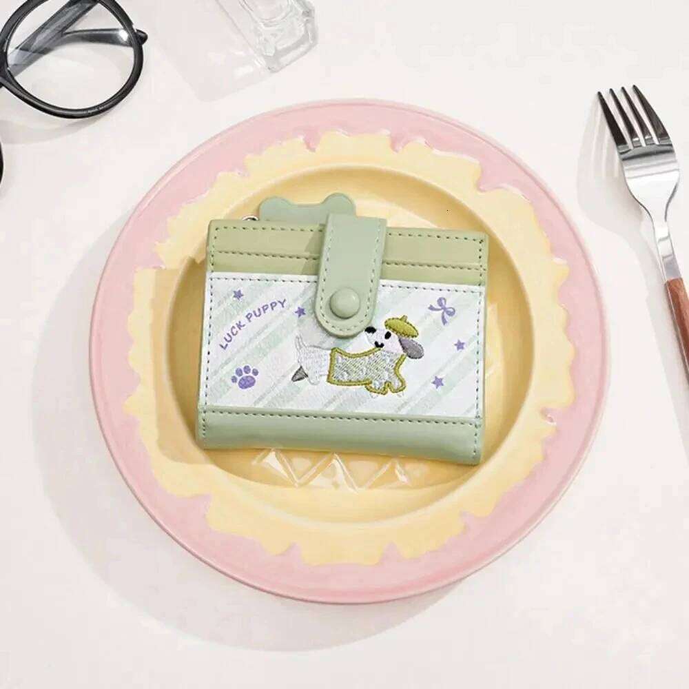 Korean Style Dachshund Embroidery Short Wallet Dopamine Color Cartoon Dog Coin Purse PU Zipper Small Item Bag Women Girl Z260205
