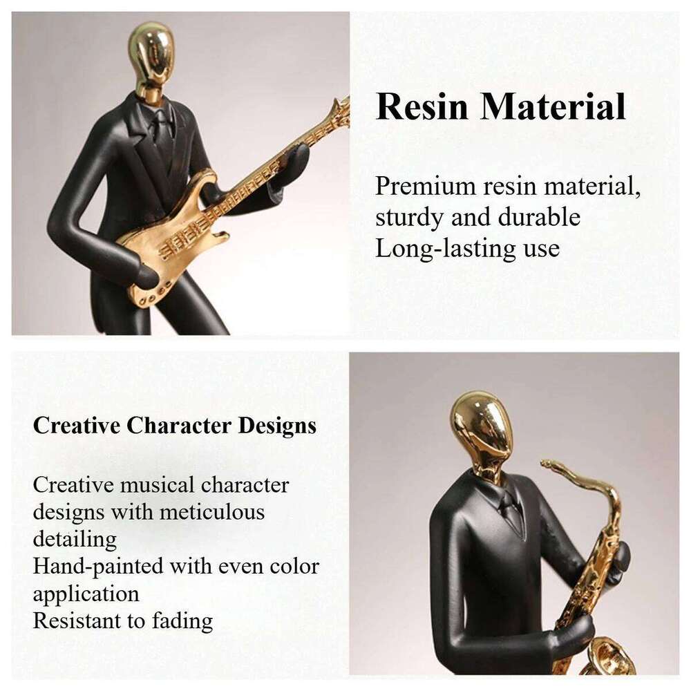 Handcrafted Musician Sculpture Set Elegant Decor for Bookshelf, Artist Studio, Minimalist Gallery Wall & Urban Apartment Style S260204