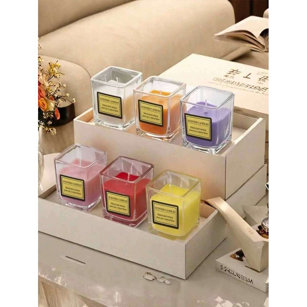 Square Small Atmosphere Candle Suitable for Bedroom Bathroom Creates Relaxing Ambiance Adds a Touch of Elegance H260205