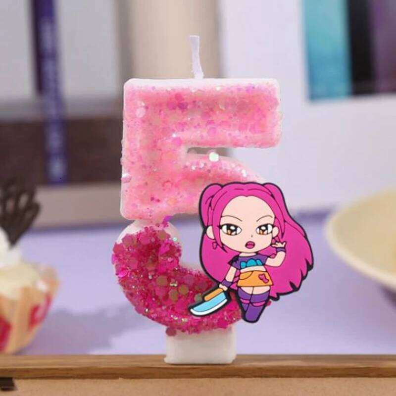 Hot K-Pop Demon Hunters Decoration Numi Mira Zoe Digital Candle Cake Top Birthday party cake decoration S260204
