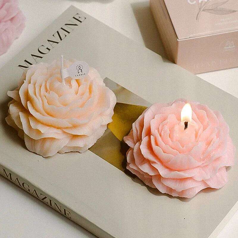 3D Peony Aromatherapy Candle - Creative Flower Shape, Wedding Decor Gifts Box & Valentine's Day Scented Souvenir Ornament S260204 cdd