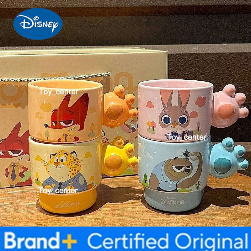 Disney Crazy Zootopia Judy Pattern 300ml Ceramic Mug Set Cartoon Anime Accessories Couple Home Water Cup Holiday Gift H260205