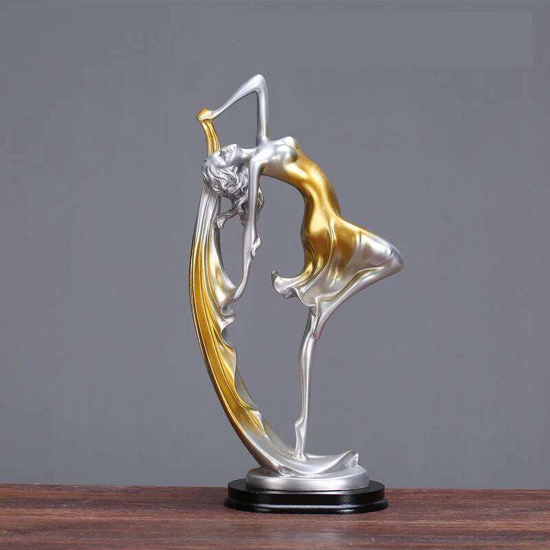 Dancing Girl Figure Statue Modern Ballet Sculptures Resin Crafts Home Decor Desktop Ornament Elegant Gift S260204