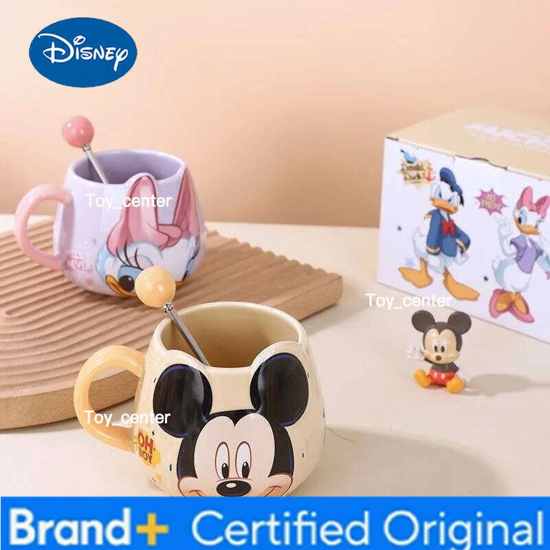 Disney Hot Mickey Mouse Minnie Coffee Cute Cartoon Donald Milk Creative Mugs Handle Kids Water Cup With Handgrip 450ml H260205