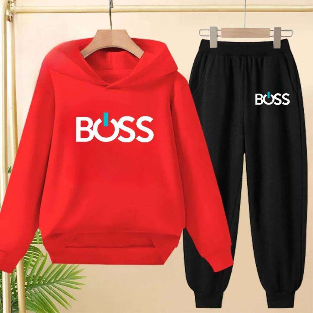 Kids Spring Autumn Classic Letters Fashion Tracksuits Clothes Hoodie Girls Boy Toddler3-12Yrs Casual Sweatshirts+Pants Black Set X260205 - view 5