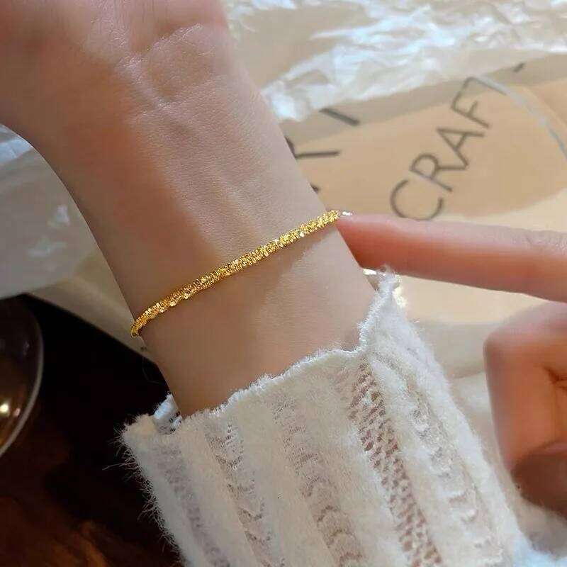 Color Shiny Chain for Women Bride Wedding Bracelet Bangle Fine Jewelry Gifts Not Fade 26H0205 26H0205