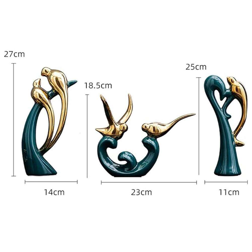 Nordic Ceramic Couple Birds Statues Modern Art Sculpture Valentine's Day Ornament for Living Room Entrance Tea Table Decoration S260204