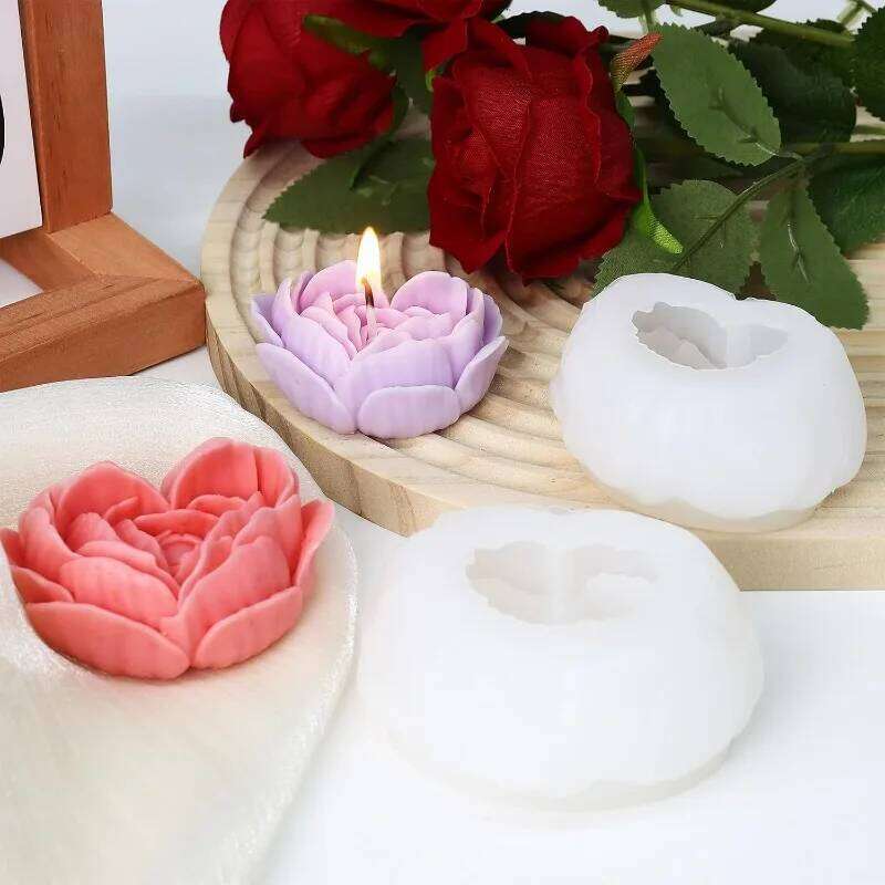 Flexible Heart Rose Mold DIY Candle Making Romantic Valentines Gifts Food-Grade Silicone for Wax Soap Resin Craft S260204
