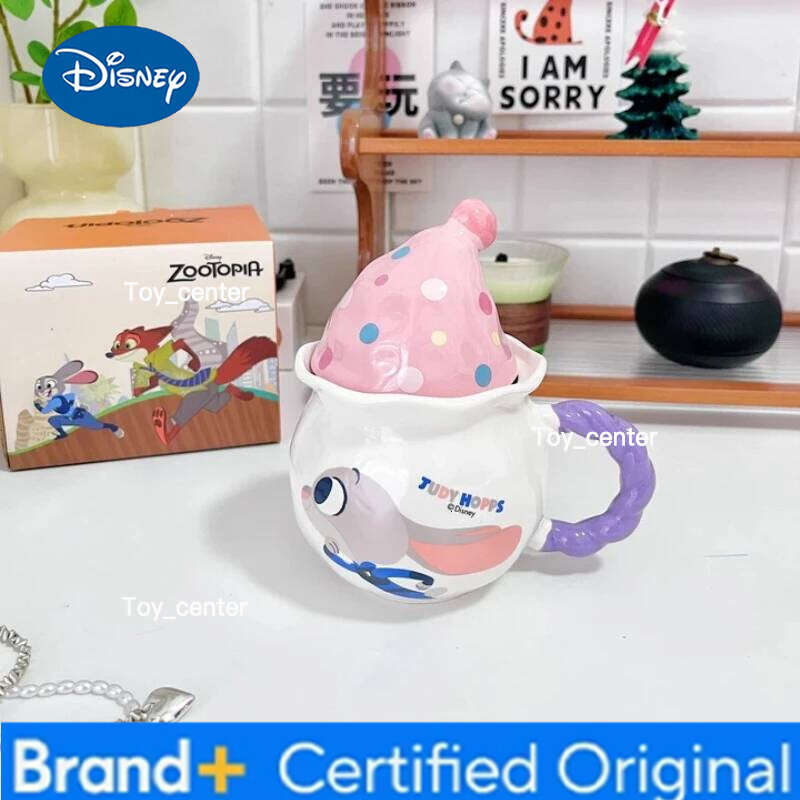 Disney Authentic Zootopia Cartoon Ceramic Mug Cute Judy & Nick Character Design Home Coffee Cup Gift For Kids Fans H260205