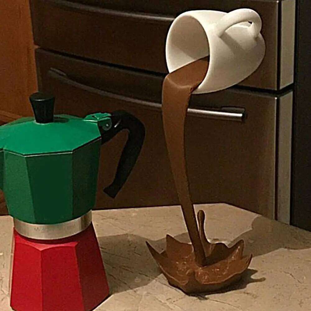 Mug Statue Festive Home Decoration Ornament 3D Effect Floating Coffee Cup Resin Art Sculpture for Car S260204