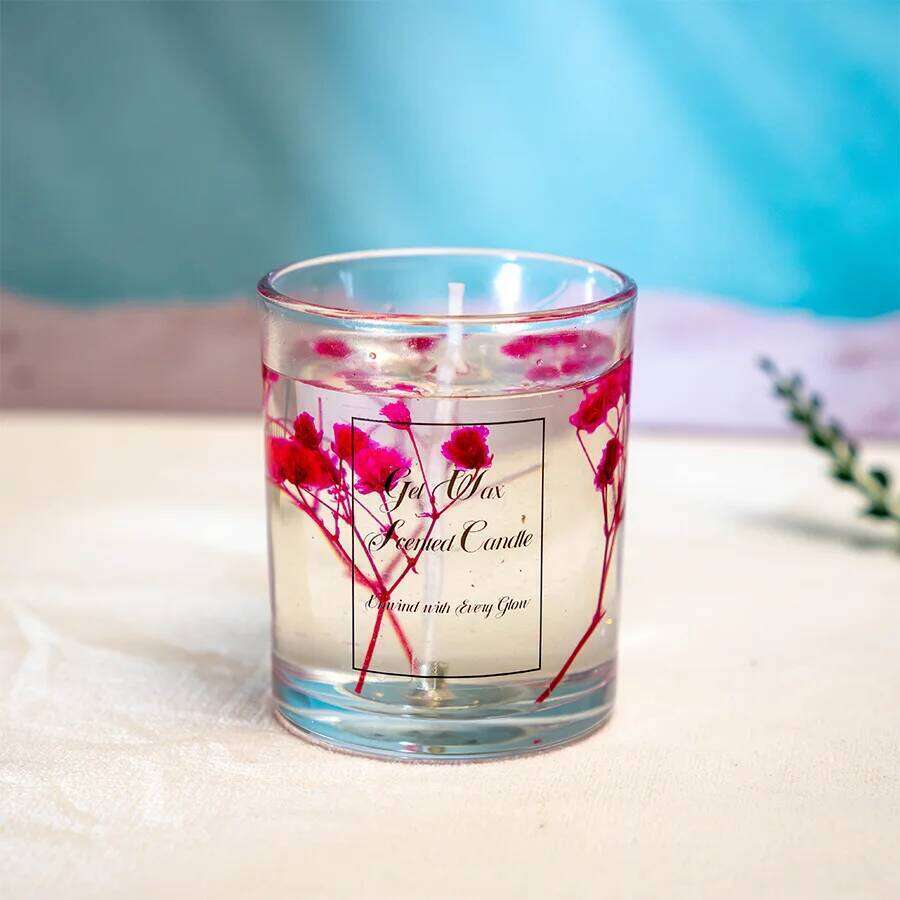 luxury Dried Flower Gel Candle Gift Set-Soy Wax in Crystal Vase, Scented Souvenir&Home Centerpiece with Vegan Aromatherapy H260205