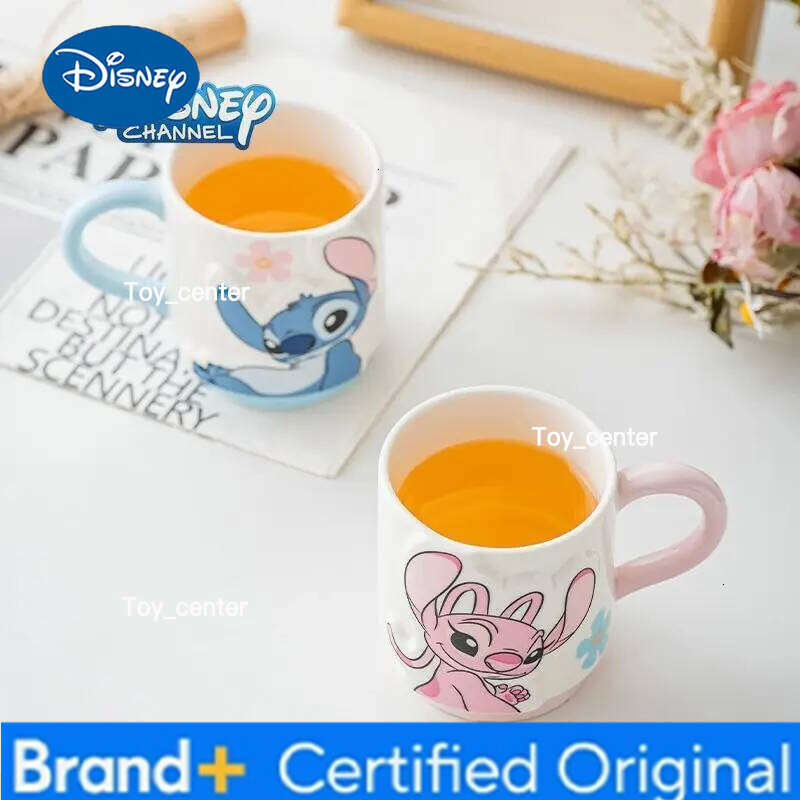 Disney 2pcs Stitch Angel ceramic home drinking cup coffee mug couple gift H260205