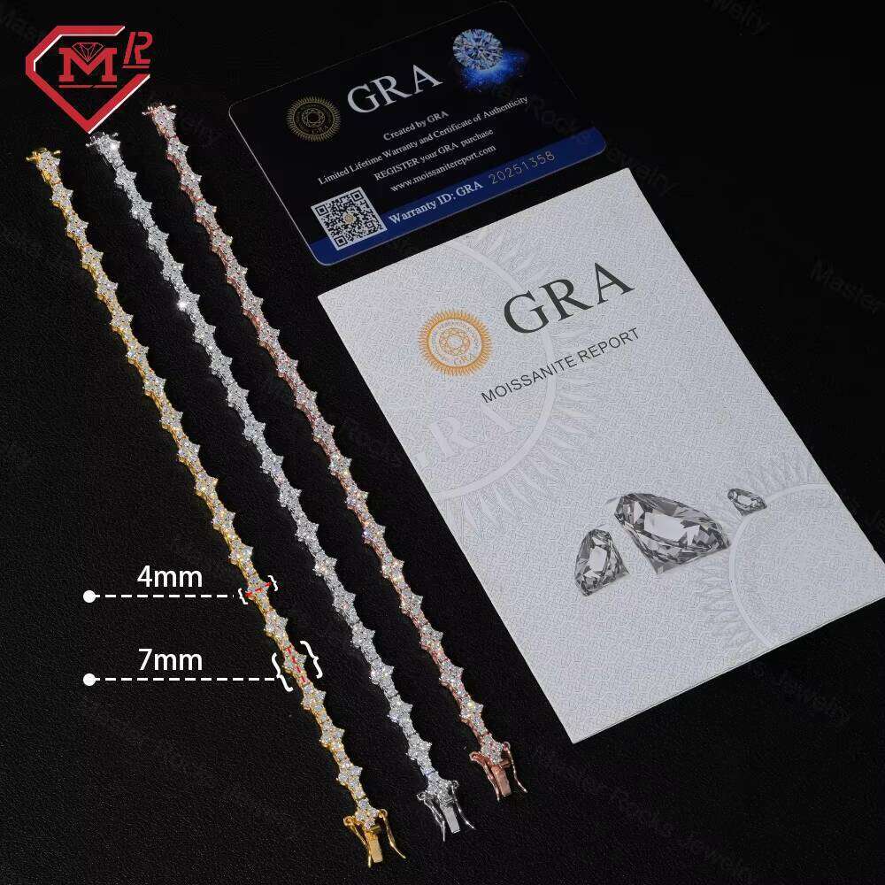 Cross Tennis S925 Yellow Gold/Rose Gold/Silver VVS Iced Out Custom Moissanite Bracelet