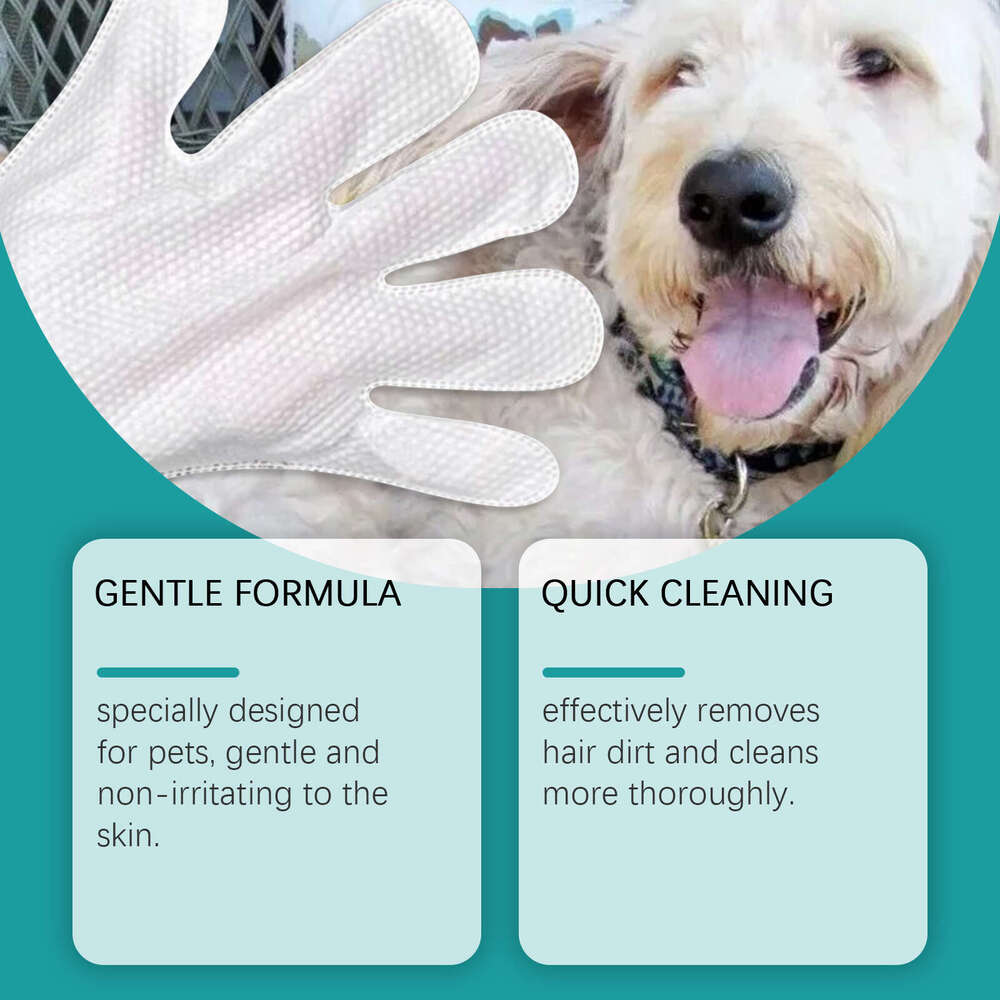 Kriath Pet Dog Cat No Bath Hair Skin Dirt Cleaning Care Gloves S260203