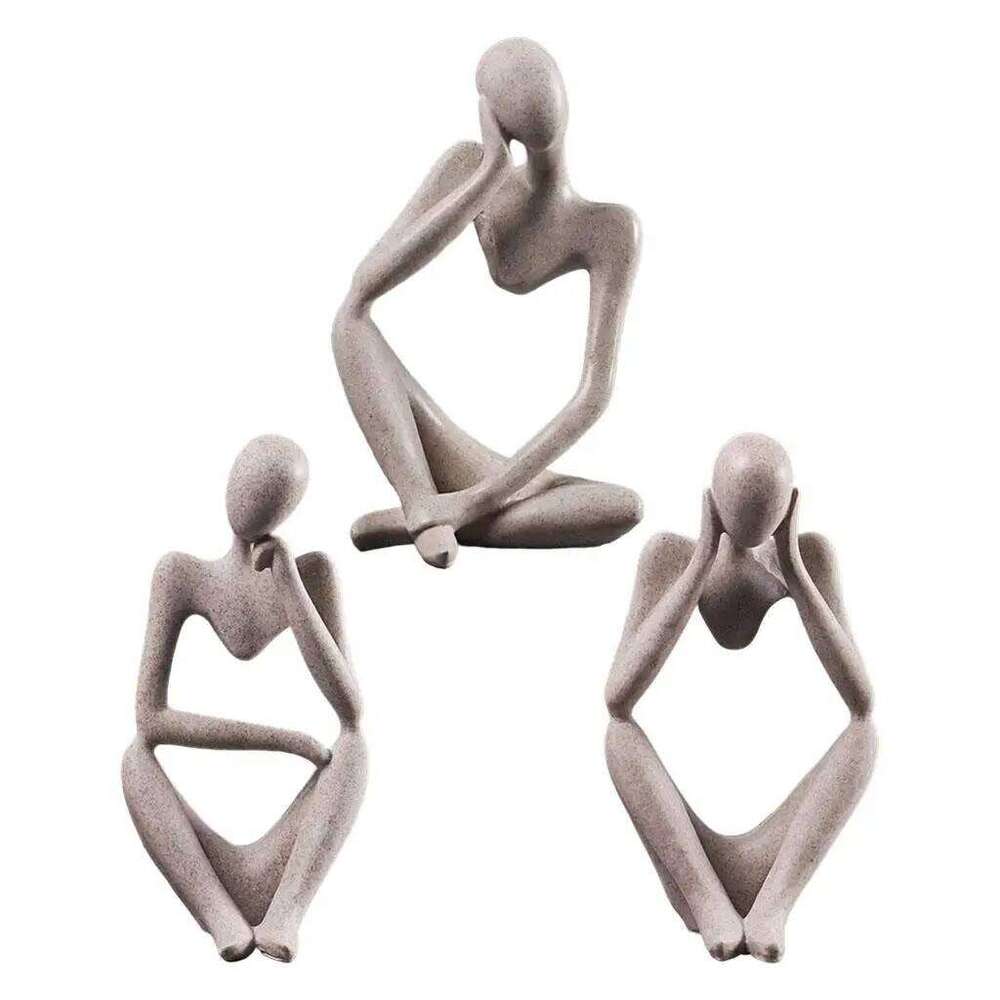 Nordic Abstract Thinker Statue Resin Figurine Office Home Decoration Desktop Decor Handmade Crafts Art Sculpture S260204