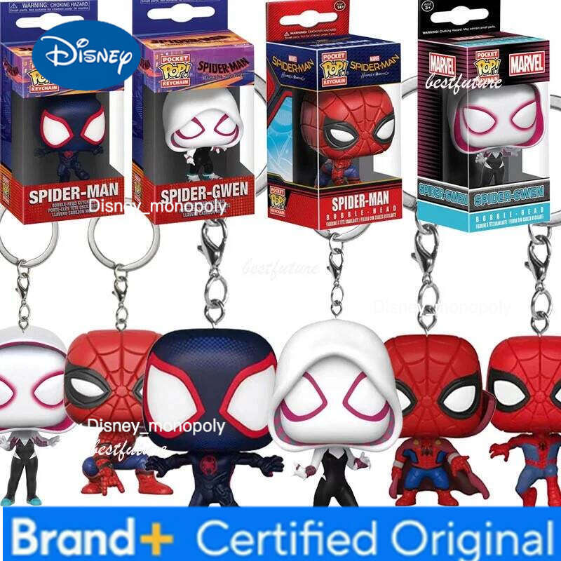 Disney FUNKO POP Spider-Man the Spot Spider-GWEN GREEN GOBLIN ZOMBIE HUNTER SPIDEY Peter Parker Mysterio Keychain Vinyl Figure Toys H260205