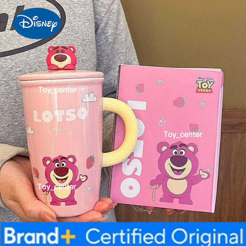 Disney Stitch Cute Cartoon Ceramic Mug With Lid Large Capacity Office Water Cup For Women Couple Birthday Gift H260205