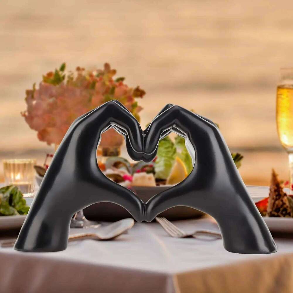 Gifts for Him, Hands Sculpture, Heart Hands, Valentines Day Decorations, Gold Room Bedroom Bookshelf, Black S260204