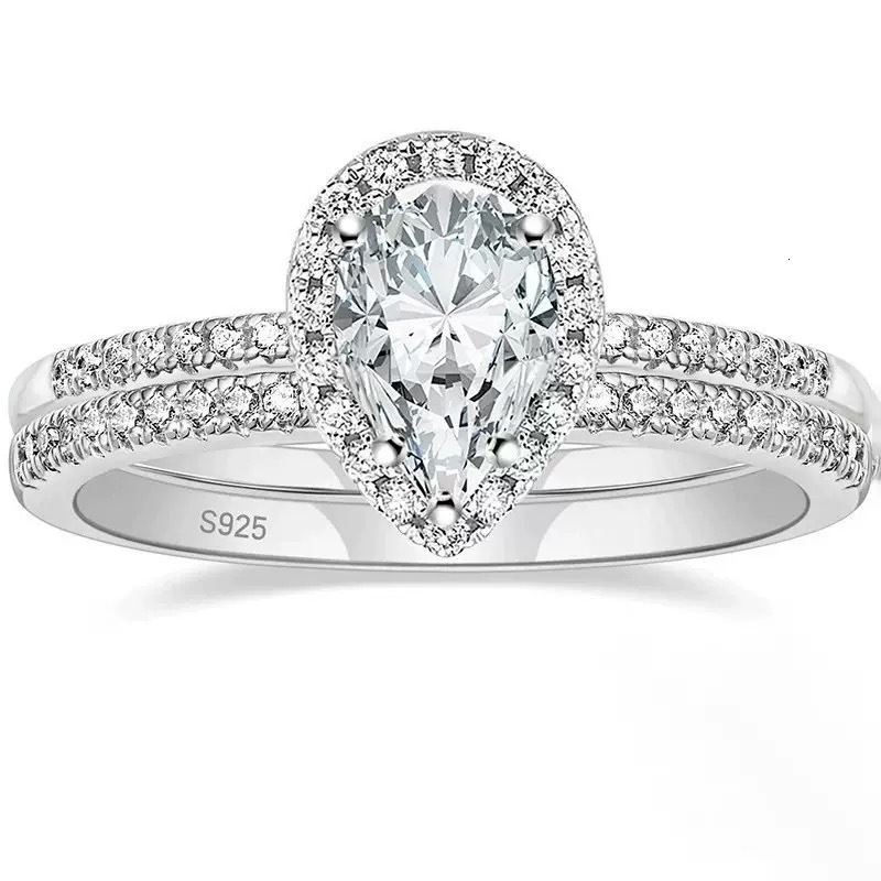 Classic IGI Certificate CVD HPHT 1CT 2CT 3CT Pear Cut Lab Grown Diamond Ring Custom Wedding Ring Fine Halo Ring for Party - view 6