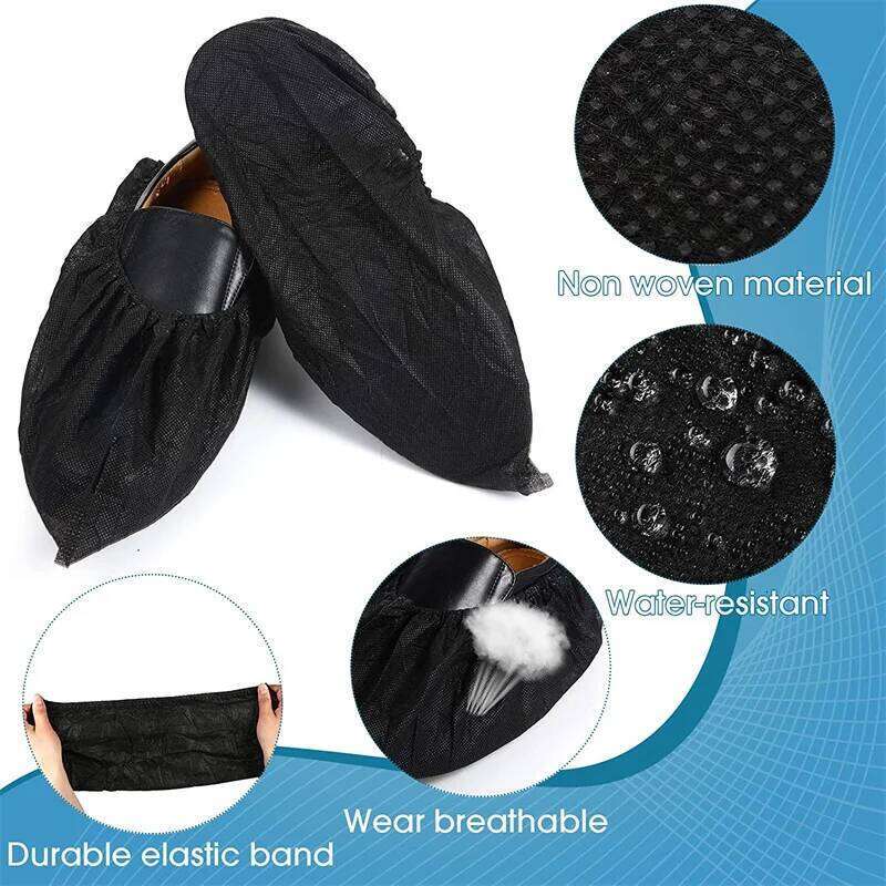Disposable & 100Pack Black Non Slip Shoe Durable Boot Booties Protector Covers For Indoors Floors Carpet S260204