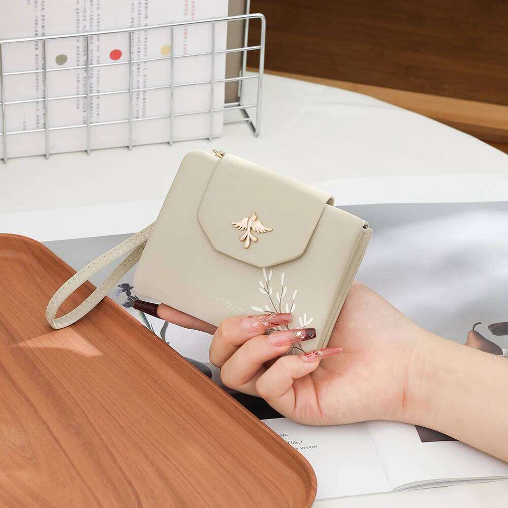 Women Short Folding Wallet Cute Bird Metal Swallow Ladies Zipper Coin Purse Female Small Clutch Money Bag Holder Z260205