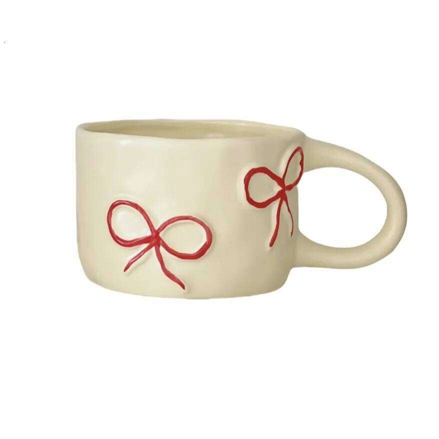 Bow shaped mug for girls with high looks, home ceramic water cup