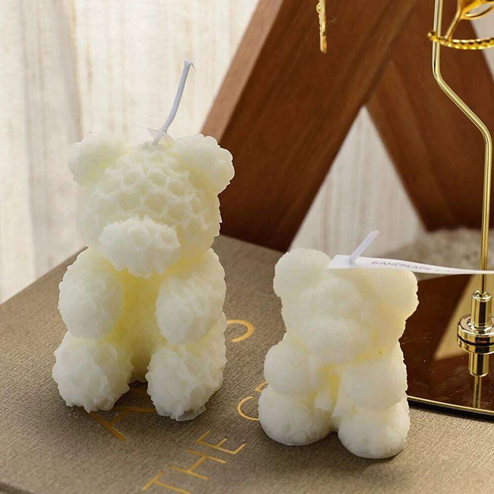 Beautiful High-End Handmade Diy Rose Bear Aromatherapy Candle Creative Valentine'S Day Home Decoration Birthday Gift S260204