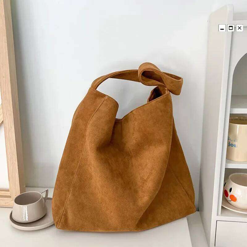 Retro Suede Frosted Tote Autumn and Winter New Versatile Work Commuting Shoulder Bag Women's Bags Handbags 2025 Y260204