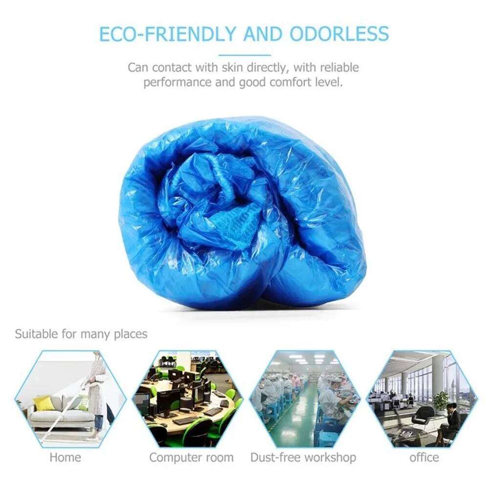 100pcs Pieces Of Disposable Plastic Covers Cleaning Overshoes Waterproof Protective Shoe Cov S260204 10d