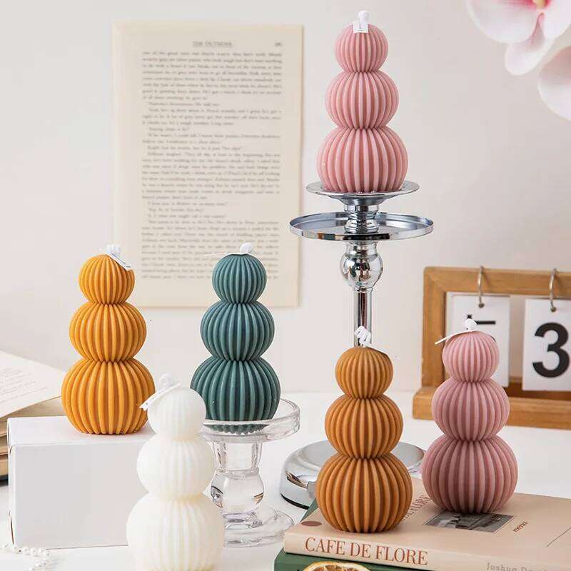 Creative Geometric Wave ball Scented Candle Home Festive Restaurant Bar Decoration Atmosphere Fragrance Candles Ornaments S260204